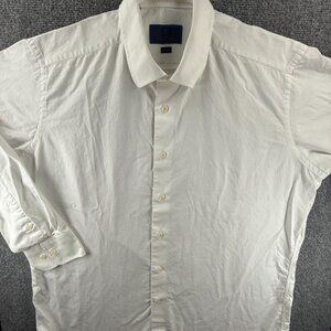 David Donahue All Cotton 18 34/35 Trim White Shirt Mens Long Sleeve Solid Office
